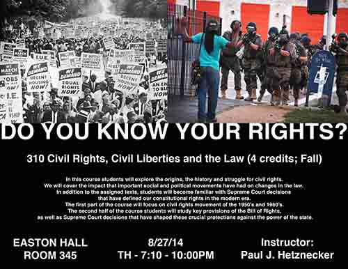 Paul Hetznecker Teaching Civil Rights, Liberties, and Law Poster